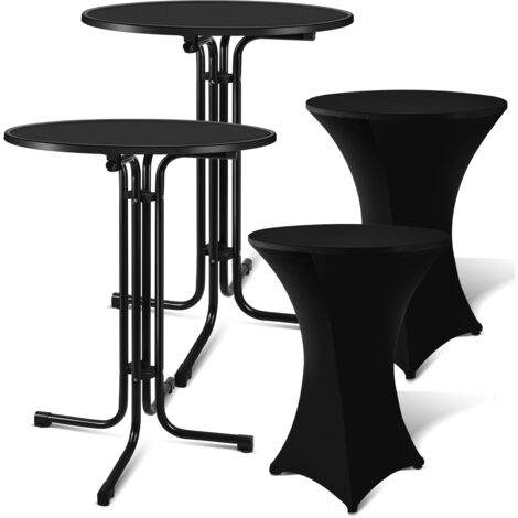 SWANEW 2er Set Stehtisch Höhenverstellbar 80cm / 110cm Hoch Stabil Aluminium Rund Ø 80cm Wetterfest Indoor Outdoor Bistrotisch Biertisch Partytisch (1/5)