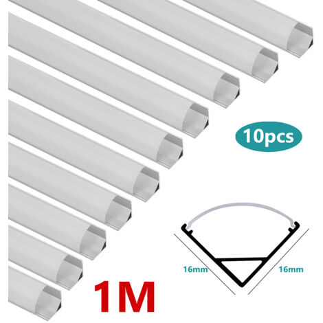 SWANEW 10x1m LED Aluminium Profil LED Aluprofil Alu Schiene Leiste Inner Modelle für LED Streifen Eloxiert Leuchte V-form
