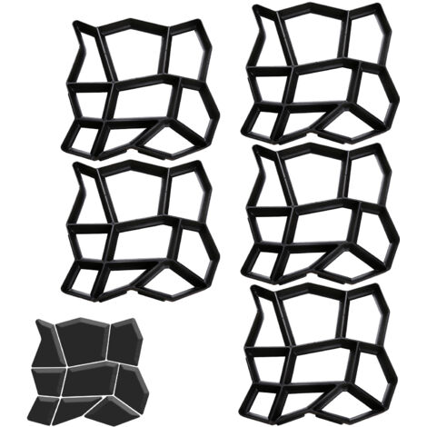 SWANEW 5stk Pflasterform Kunststoff, 43x43x4cm, Betonform Gehweg, Schalungsform für Garten, Terrasse, Pflasterformen