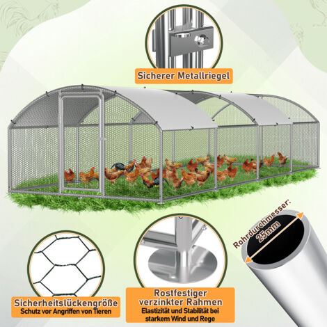 Produktbild von Gaseeto Hühnerstall XXL 3x4x2 M – Verzinkter Stahl, Wasserabweisendes Dach Aus Polyethylen, Mit Sicherheitsschloss, Für Hühner, Enten Und Kaninchen