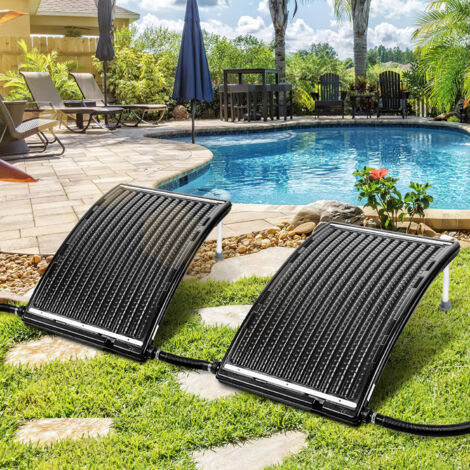 SWANEW 2X Poolheizung Solar - Sonnenkollektor Pool Solarheizung - 110x65 cm - Anschluss Ø32-40mm - Solar-poolheizung - Heizstab Pool - Solarpanel für Pool mit Verstellbaren Füße