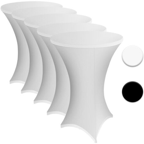 SWANEW 5x Stehtisch Hussen Stretch Bistrotisch Überzüge, Größe/Farbe:5er Set Ø80 cm / weiß