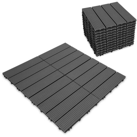 SWANEW Terrassen-Fliese WPC Kunststoff,30x30cm,22Stück,Garten Klickfliese, Bodenbelag mit Drainage,korrosionsbeständig und einfach zu installieren