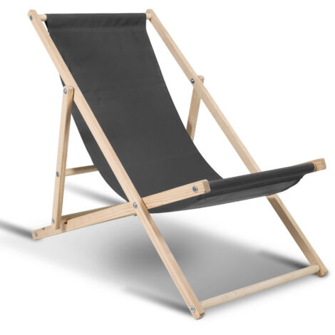 Liegestuhl Strandliege Sonnenliege Gartenliege Holz Liege Holzstrandliege120kg Grau (1/5)