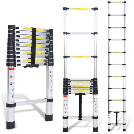 SWANEW Teleskopleiter Alu Leichtgewicht Rutschfester Anlegeleiter 3,8m Silber Multifunktionsleiter Mehrzweckleiter Ausziehbare Leiter 15 Stufe Stehleiter aus Hochwertigem Aluminium Belastbarkeit 150KG (1/5)