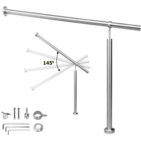 SWANEW Edelstahl Handlauf Geländer Eingangsgeländer Aufmontage Wandhandlauf pflegeleicht Treppengeländer für Innen/Außen 80cm (1/5)