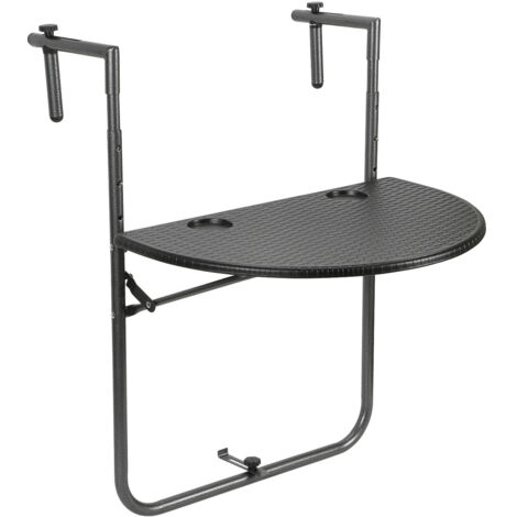 SWANEW Balkontisch zum Einhängen klappbar 60x40 cm - Balkonhängetisch, Wandklapptisch, Beistelltisch - Schwarz (1/5)