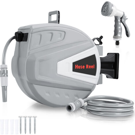 SWANEW Schlauchaufroller 30m Druckluftschlauchtrommel automatik Aufroller 8 bar Anschluss Multifunktionale Wasserspritzpistole Wandschlauchhalter (1/5)