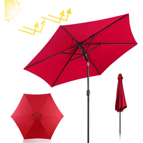 SWANEW Sonnenschirm Ø270 cm Rot beidseitig um 30° knickbar UV-beständig Terrassenschirm Ampelschirm Marktschirm Strandschirm (1/5)