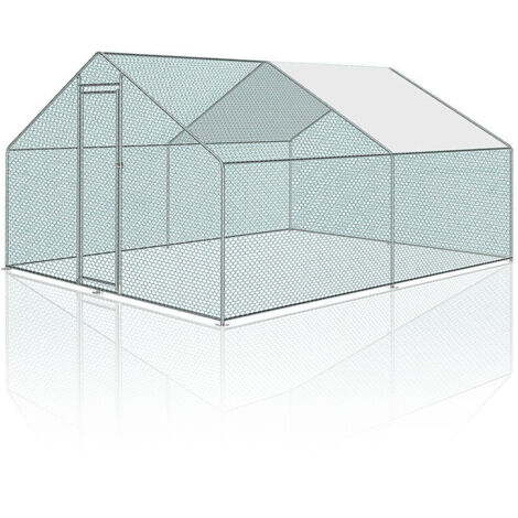 SWANEW Hühnerstall Freilaufgehege XL mit Schloss Außengehege Verzinkter Stahl Kleintierstall Kleintiergehege Geflügelstall 3x2x2m (1/5)