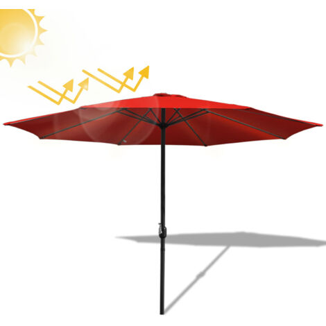 SWANEW Sonnenschirm Ampelschirm 350 cm mit UV-Schutz, Kurbel- Rot Gartenschirm Marktschirm Strandschirm (1/5)