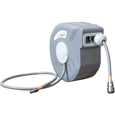SWANEW Schlauchtrommel knick- und abriebfest Schlauchaufroller stabil 20m Druckluftschlauch 1/4 Anschluss incl. Wandschlauchhalter, max. 18 bar Arbeitsdruck (1/5)