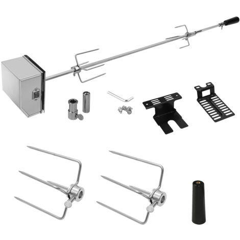 SWANEW Drehspieß für Gasgrill Grillspieß Set inkl. 2X Fleischnadeln und Edelstahl Motor 220V - 240V Universal Einsetzbar aus Edelstahl Elektrischer BBQ (1/5)