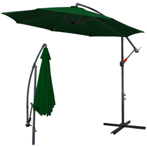 SWANEW 360° drehbare Ampelschirm Ø300cm Sonnenschirm mit Kurbelschirm UV40+ Gartenschirm Marktschirm Grün (1/5)
