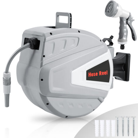 SWANEW Schlauchaufroller 20m Druckluftschlauchtrommel automatik Aufroller 8 bar Anschluss Multifunktionale Wasserspritzpistole Druckluftschlauch (1/5)