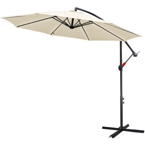 Sonnenschirm 350 cm Beige – mit Kurbel & Ständer – UV-Schutz wasserabweisend knickbar – Strandschirm Marktschirm (1/5)