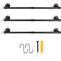 SWANEW Kleiderständer für die Wand, Schwerlast Kleiderstange im Industrie-Design, Wandmontage Garderobenstange 92cm Länge Garderobenständer, 3er Set