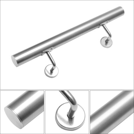 Wolketon Corrimano in acciaio inox V2A per scale - Supporto a parete, scelta 200 cm