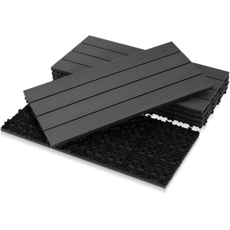 Wolketon Piastrella per terrazza Piastrelle in legno composito WPC 60 x 30 cm Piastrelle a clip per giardino esterno 42x antracite