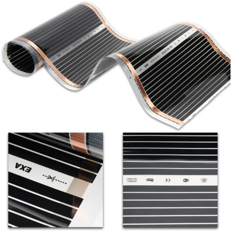 Wolketon Foglio di riscaldamento a pavimento elettrico a infrarossi 7 pezzo-Set 220W/m2 adatto per 7m2 2x0,5m per pezzo