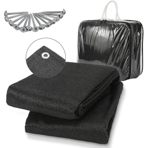 Wolketon Tappeto da campeggio traspirante 250x250CM, tappeto da pavimento esterno per tenda, caravan e tendalino Nero