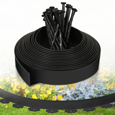 Wolketon 50m Bordi in plastica per prato, bordi flessibili per giardino Bordi decorativi per prato con 150 picchetti di ancoraggio