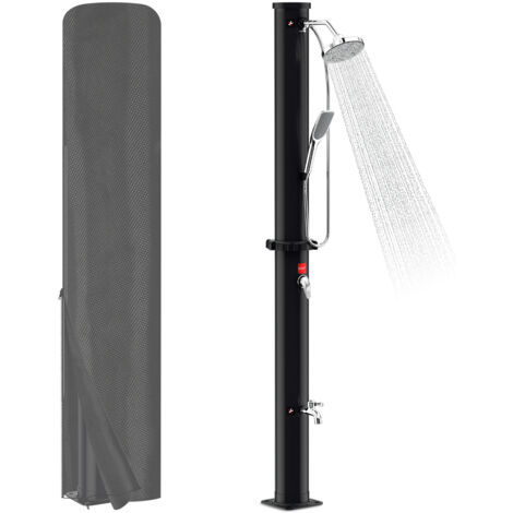 Wolketon Doccia solare da 35 litri con copertura e doccetta – Doccia da esterno confortevole per giardino