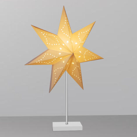 Wolketon LED Stella di Natale con supporto Decorazione natalizia Stella di carta Stella di luce Bianco caldo 65 cm (1/5)