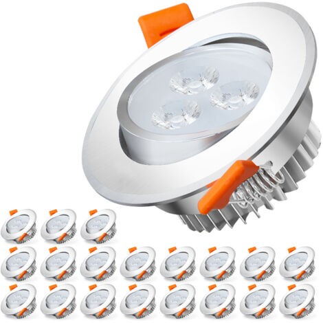 Wolketon Set di 20 faretti LED da incasso 3W Equ. Temperatura colore 25W: bianco caldo 3000K (1/5)