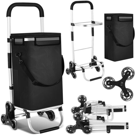 Wolketon Carro de la compra plegable de 6 ruedas Carro de aluminio plegable portátil con salvaescaleras para cargas pesadas 40 litros