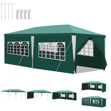 SWANEW Cenador de jardín Carpa para fiestas con paredes laterales 3x6m verde