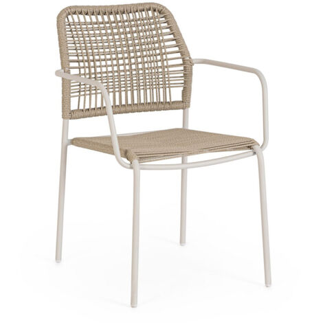 Ensemble de 4 chaises en acier laqué avec revêtement en fibres synthétiques, coloris sable (1/5)
