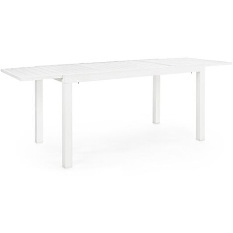 Table extensible en aluminium à lattes 140-210 x 77 cm, blanche (1/5)