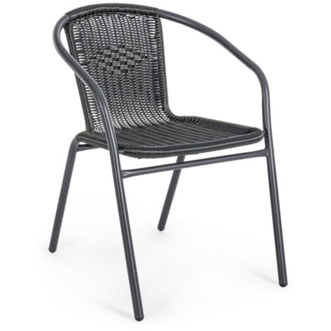 Ensemble de 6 chaises en acier avec assise et dossier en fibre synthétique noire (1/4)