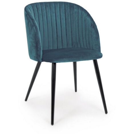 Ensemble de 4 chaises de salle à manger en fibres synthétiques, bleues (1/4)