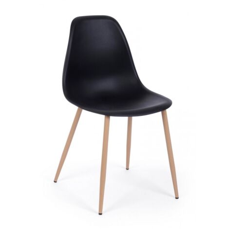 Ensemble de 2 chaises de salle à manger en acier et polycarbonate, noires (1/5)