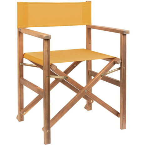 Fauteuil de réalisateur en bois d'acacia et polyester jaune (1/5)