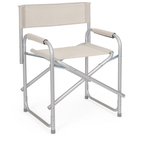 Ensemble de 6 chaises de réalisateur en aluminium anodisé et textilène gris (1/5)