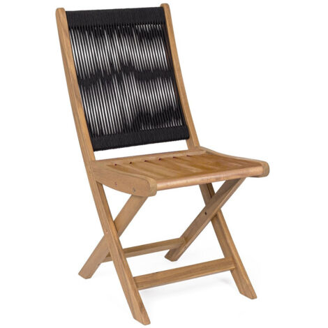 Ensemble de 6 chaises en bois d'acacia avec dossier en polypropylène noir (1/2)