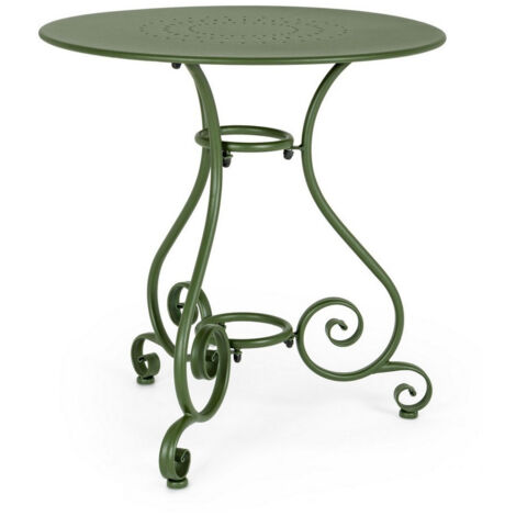 Table en acier à revêtement électrophorétique, finition mate, Ø70, vert foncé (1/4)