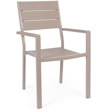 Ensemble de 2 chaises en acier et PEHD avec un effet bois gris tourterelle (1/5)