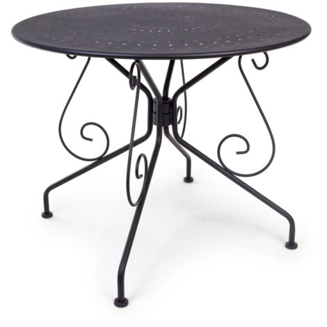 Table ronde d'extérieur en acier Ø90 cm – Revêtement électrophorétique mat – Résistante aux intempéries et à la corrosion – Design moderne – Yes Everyday (1/4)