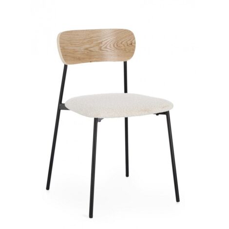 Ensemble de 6 chaises de salle à manger en fibres synthétiques, couleur ivoire (1/5)