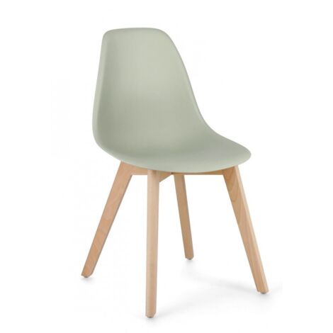 Ensemble de 6 chaises de salle à manger en bois de hêtre et polypropylène, vertes (1/5)