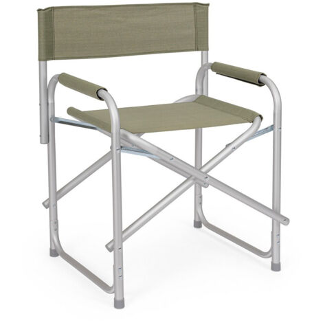 Ensemble de 4 chaises de réalisateur en aluminium anodisé et textilène vert (1/5)