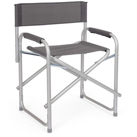 Ensemble de 4 chaises de réalisateur en aluminium anodisé et textilène anthracite (1/5)