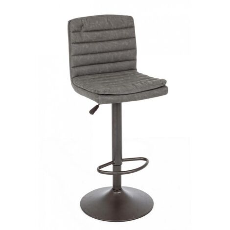 Tabouret de bar en acier et similicuir, noir/gris foncé (1/4)