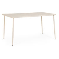Table en acier à revêtement électrophorétique, finition mate, 140 x 80 cm, couleur champagne