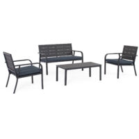 Canapé en acier et plateau de table en PEHD anthracite