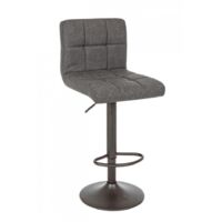 Tabouret de bar en acier et similicuir, noir/gris foncé